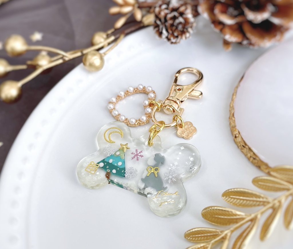 クリスマス わんちゃんキーホルダー