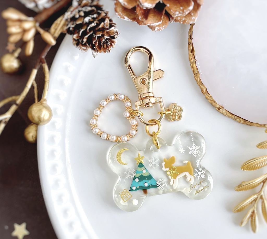 クリスマス わんちゃんキーホルダー