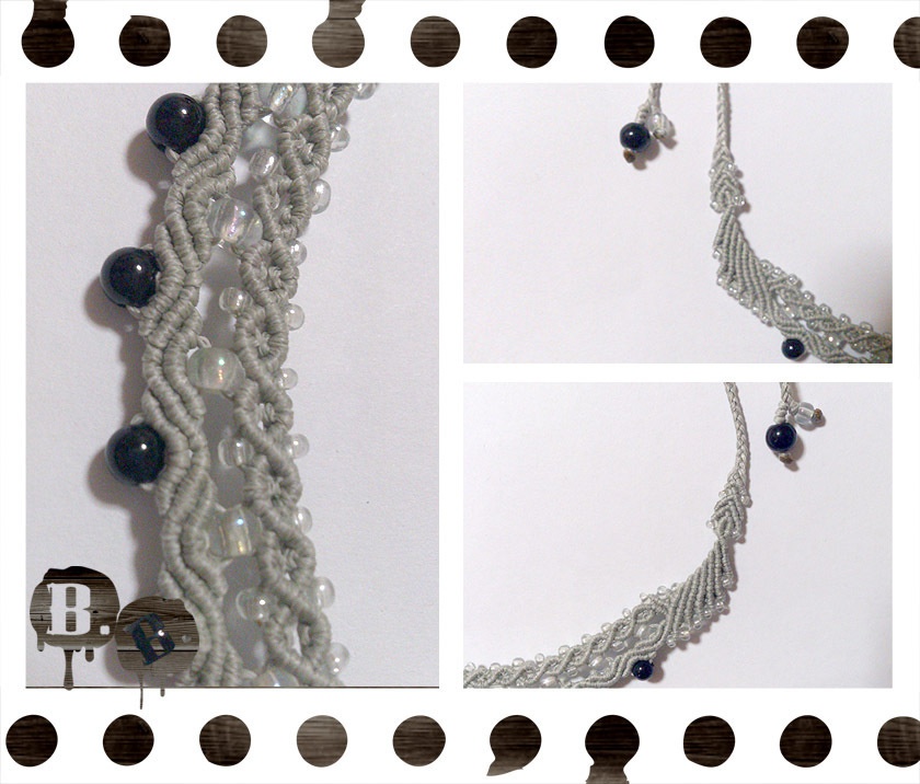 ウェーブドロップのネックレス【オニキス】【シルバーグレーコード】【ハンドメイドアクセサリー】