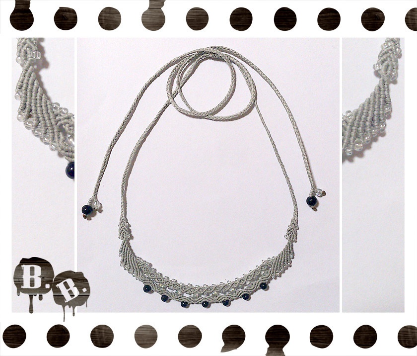 ウェーブドロップのネックレス【オニキス】【シルバーグレーコード】【ハンドメイドアクセサリー】