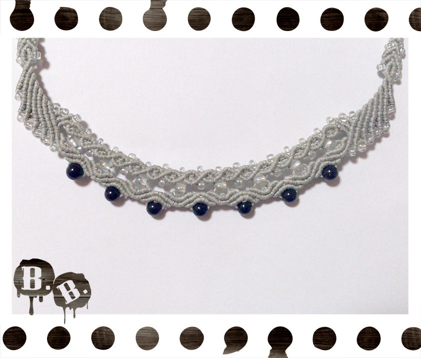 ウェーブドロップのネックレス【オニキス】【シルバーグレーコード】【ハンドメイドアクセサリー】