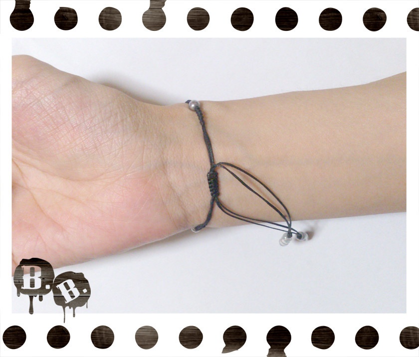 ナロースパイラルウィングブレスレット【アクアマリン】【ブラックコード】【ハンドメイドアクセサリー】