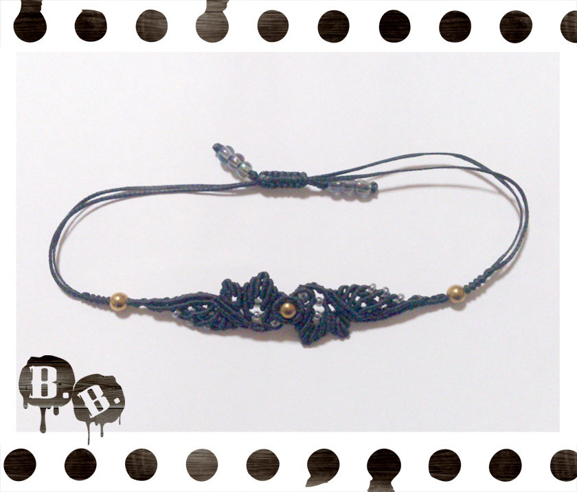 ナロースパイラルウィングブレスレット【ヘマタイトゴールド】【ブラックコード】【ハンドメイドアクセサリー】