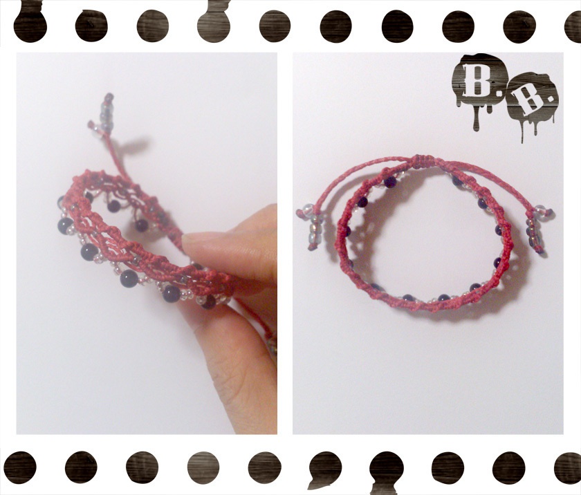 スパイラルドロップのブレスレット【オニキス】【レッドコード】【ハンドメイドアクセサリー】