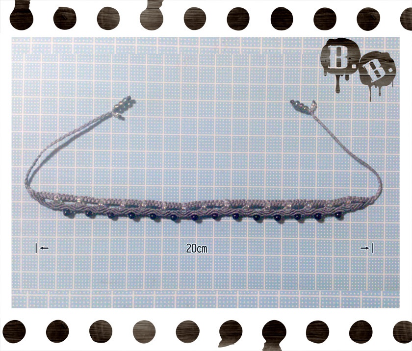 ウェーブドロップのアンクレット【ブルーゴールドストーン】【ブルーグレーコード】【ハンドメイドアクセサリー】