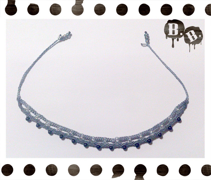 ウェーブドロップのアンクレット【ブルーゴールドストーン】【ブルーグレーコード】【ハンドメイドアクセサリー】