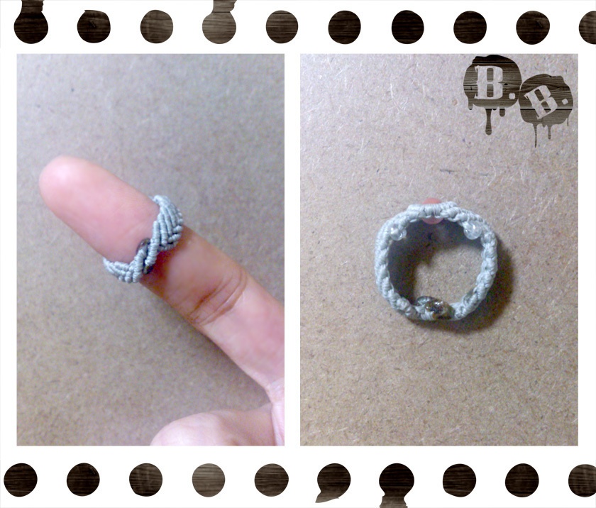 輪指輪(リングリング)【チェリークォーツ】【シルバーグレーコード】【ハンドメイドアクセサリー】