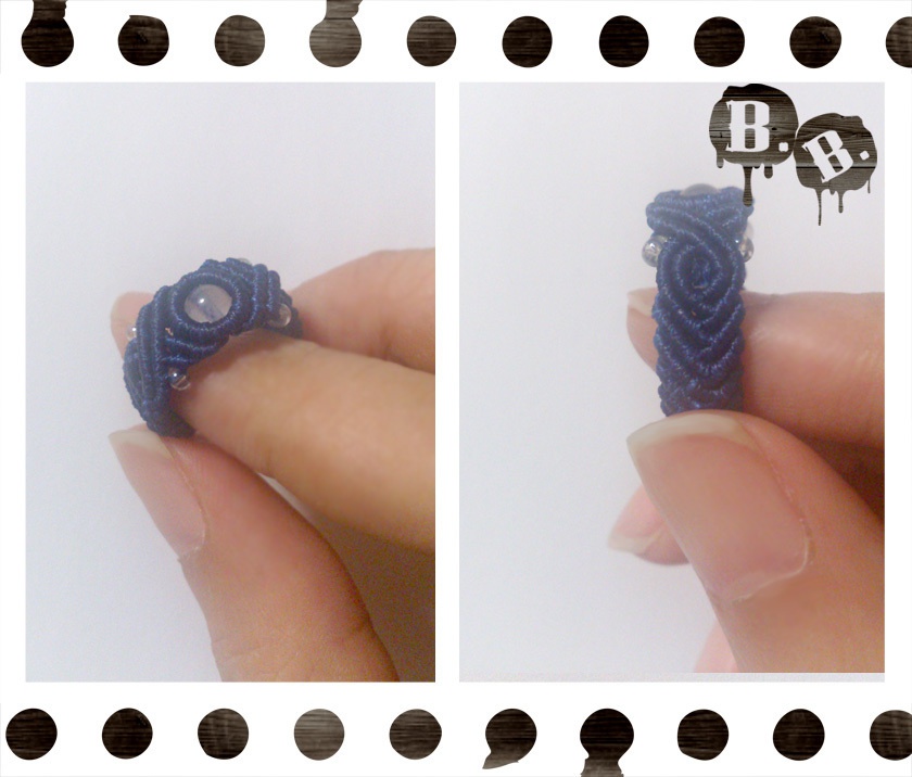 輪指輪（リングリング）【ホワイトジェイド】【ロイヤルブルーコード】【ハンドメイドアクセサリー】