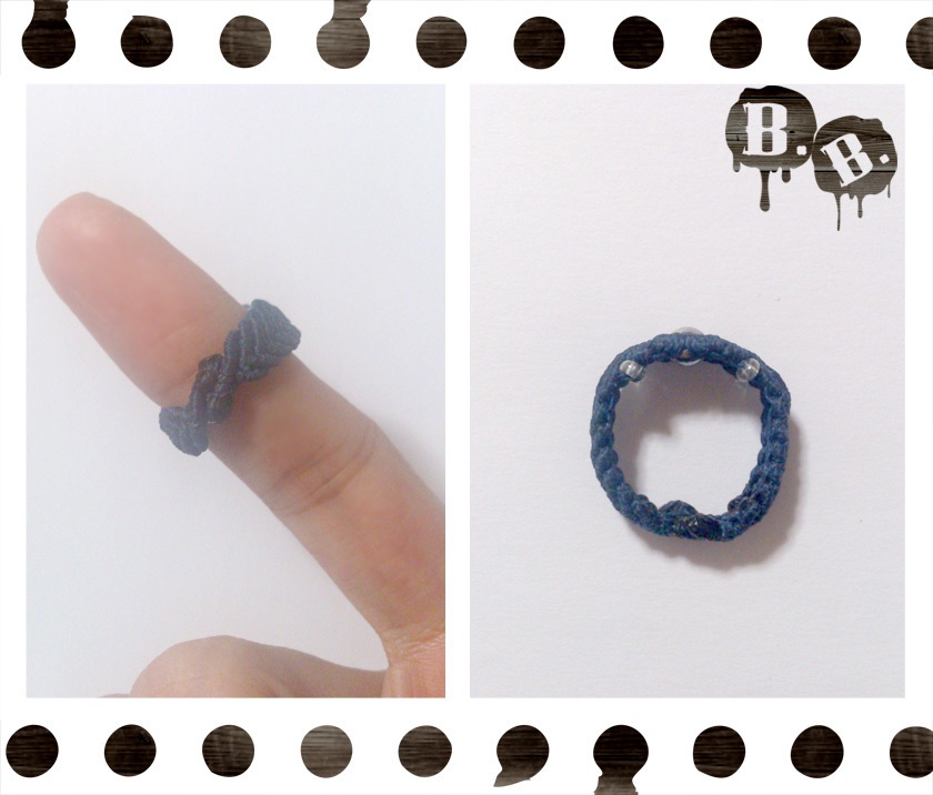 輪指輪(リングリング)【ヘマタイトシルバ】【ダークネイビーコード】【ハンドメイドアクセサリー】