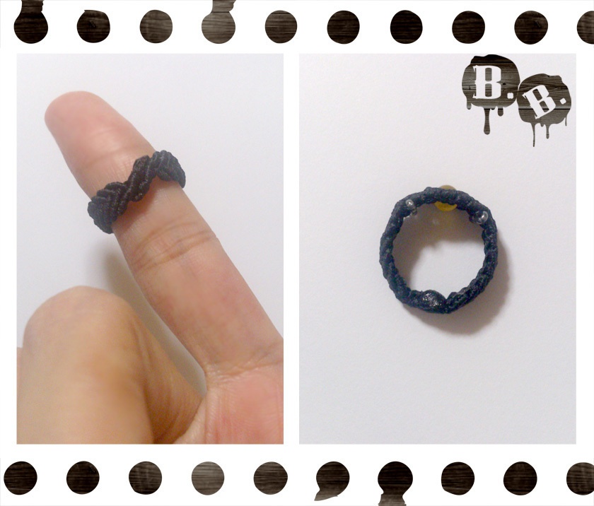 輪指輪(リングリング)【ミックスジェイドイエロー】【ブラックコード】【ハンドメイドアクセサリー】