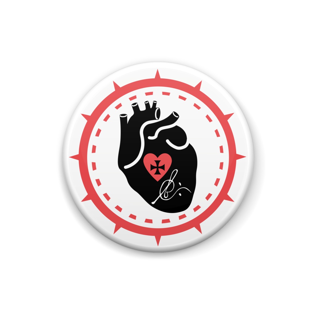 BunnyBee缶バッジ【クロスハート・ピンクレッド】