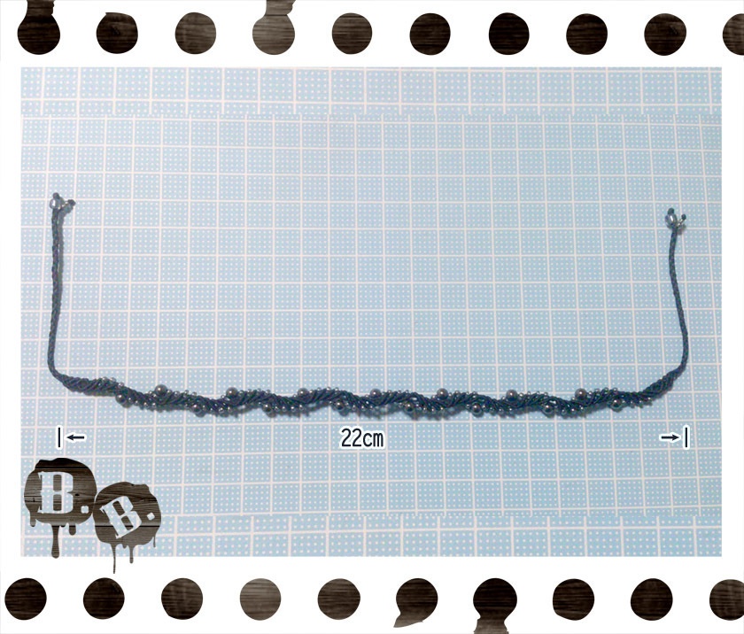 スプラッシュウェーブのアンクレット【ヘマタイト】【ブラックコード】【ハンドメイドアクセサリー】