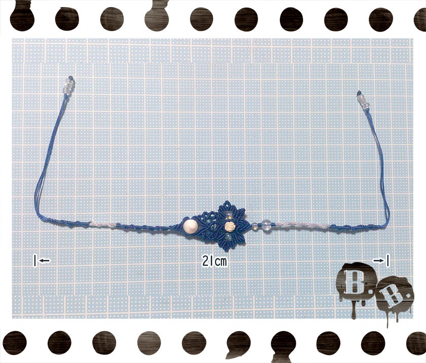 薔薇蝶のアンクレット【マザーオブパール】【ロイヤルブルーコードxホワイトコード】【ハンドメイドアクセサリー】