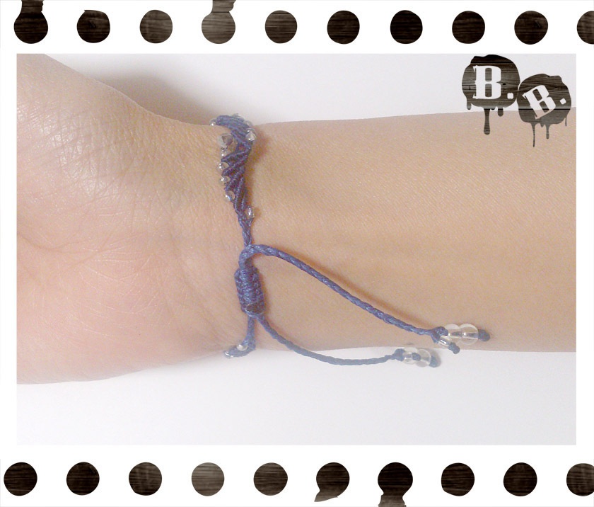 スプラッシュウェーブのブレスレット【ガラスビーズ】【ロイヤルブルーコード】【ハンドメイドアクセサリー】