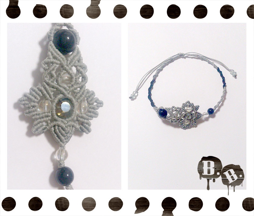 玉蝶のアンクレット【オニキス】【ブラックコードxシルバーグレーコード】【ハンドメイドアクセサリー】