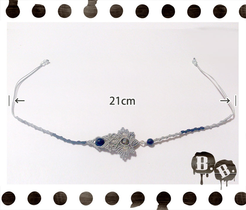 玉蝶のアンクレット【オニキス】【ブラックコードxシルバーグレーコード】【ハンドメイドアクセサリー】