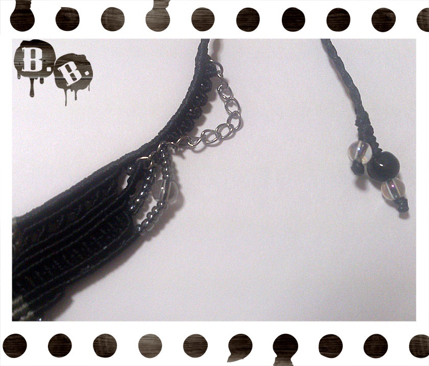 ラインネックレス【オニキス】【ブラックコードxシルバーグレーコード】【ハンドメイドアクセサリー】