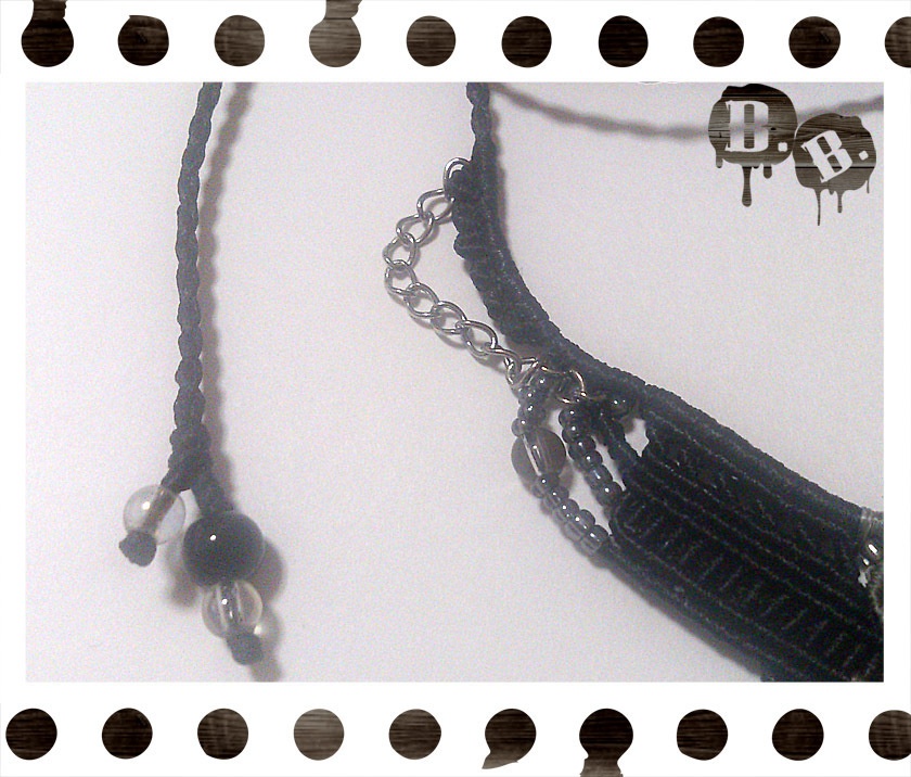 ラインネックレス【オニキス】【ブラックコードxシルバーグレーコード】【ハンドメイドアクセサリー】