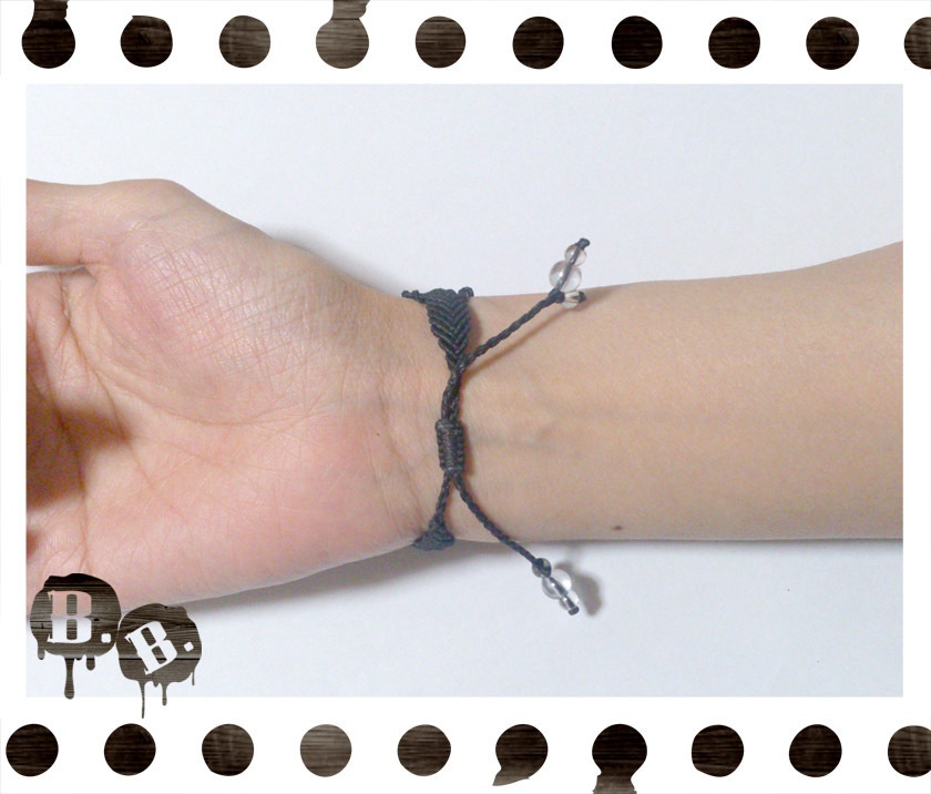 三連ブレスレット【ミックスジェイドグリーン】【ブラックコード】【ハンドメイドアクセサリー】