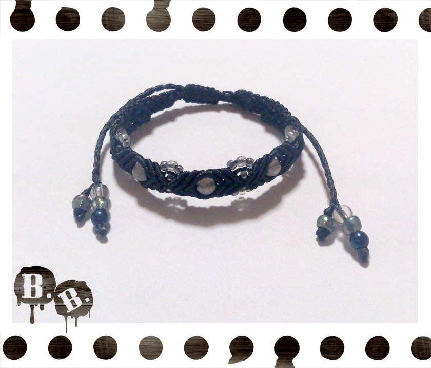 ブレスレット【ラブラドライト】【ブラックコード】【ハンドメイドアクセサリー】