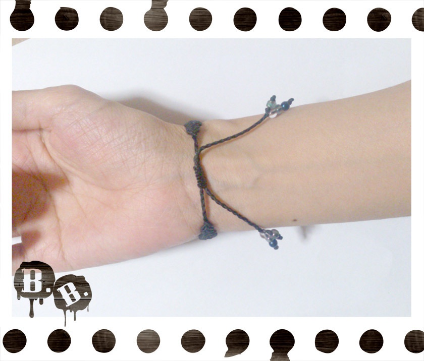 ブレスレット【ラブラドライト】【ブラックコード】【ハンドメイドアクセサリー】