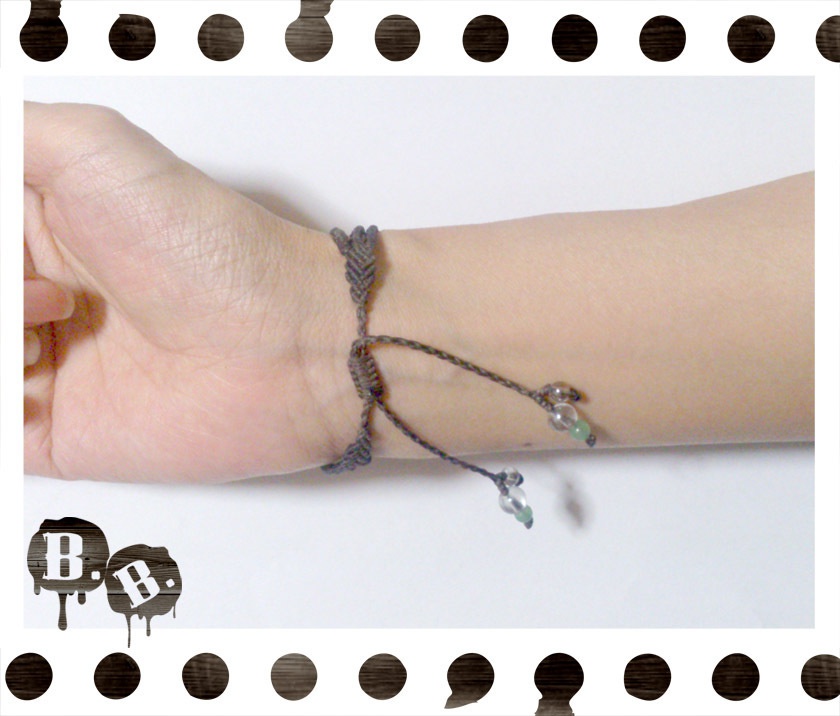 三連ブレスレット【アマゾナイト】【ダークブラウンコード】【ハンドメイドアクセサリー】