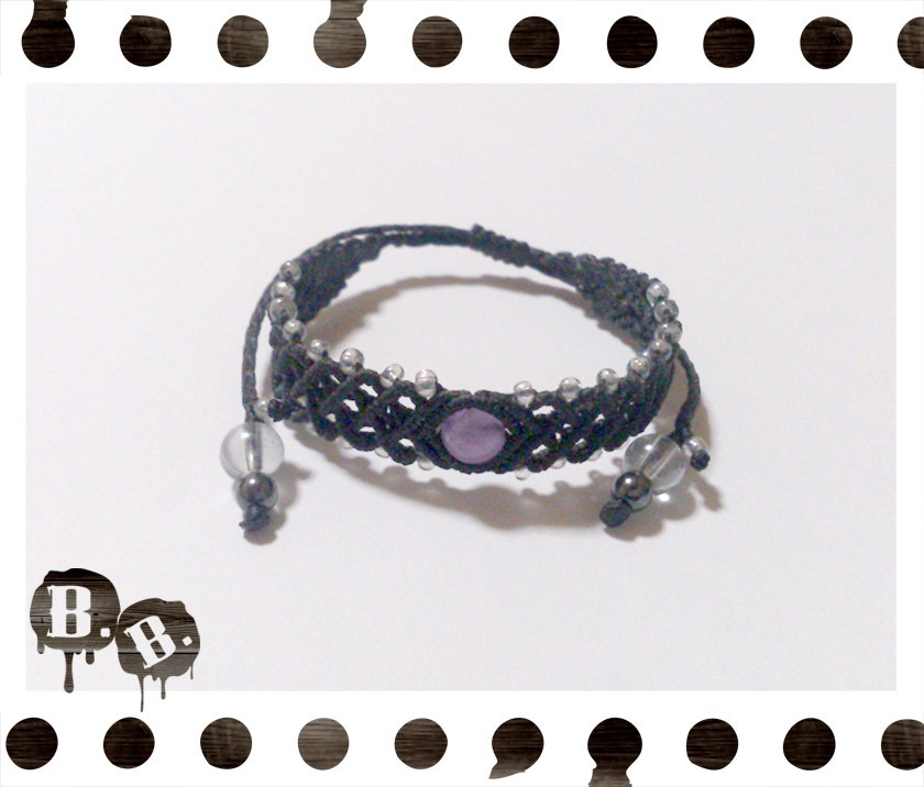 ブレスレット【アメジスト】【ブラックコード】【ハンドメイドアクセサリー】