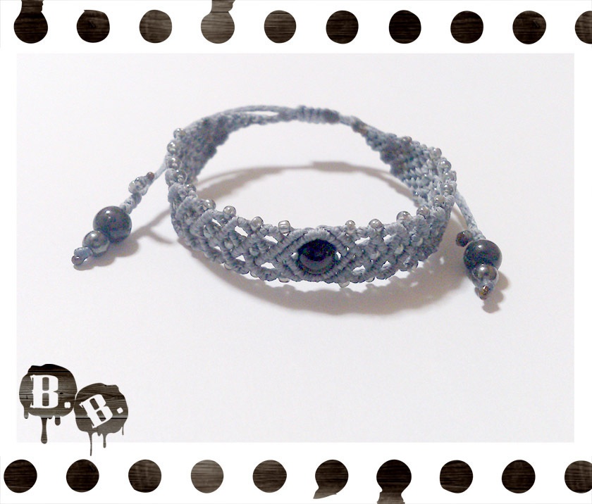 ブレスレット【レインボーオブシディアン】【ブルーグレーコード】【ハンドメイドアクセサリー】