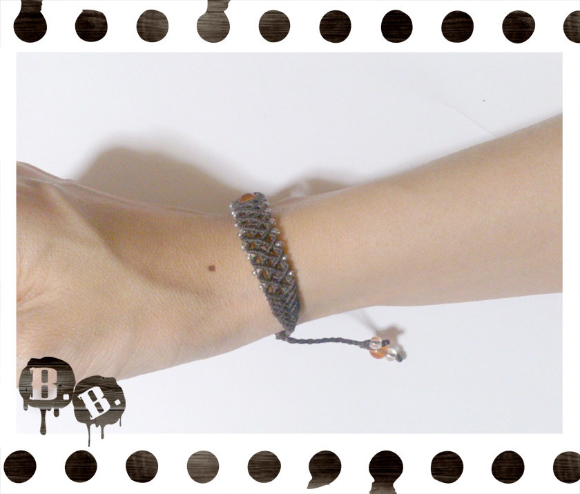 ブレスレット【ミックスアゲート】【ブラウンコード】【ハンドメイドアクセサリー】