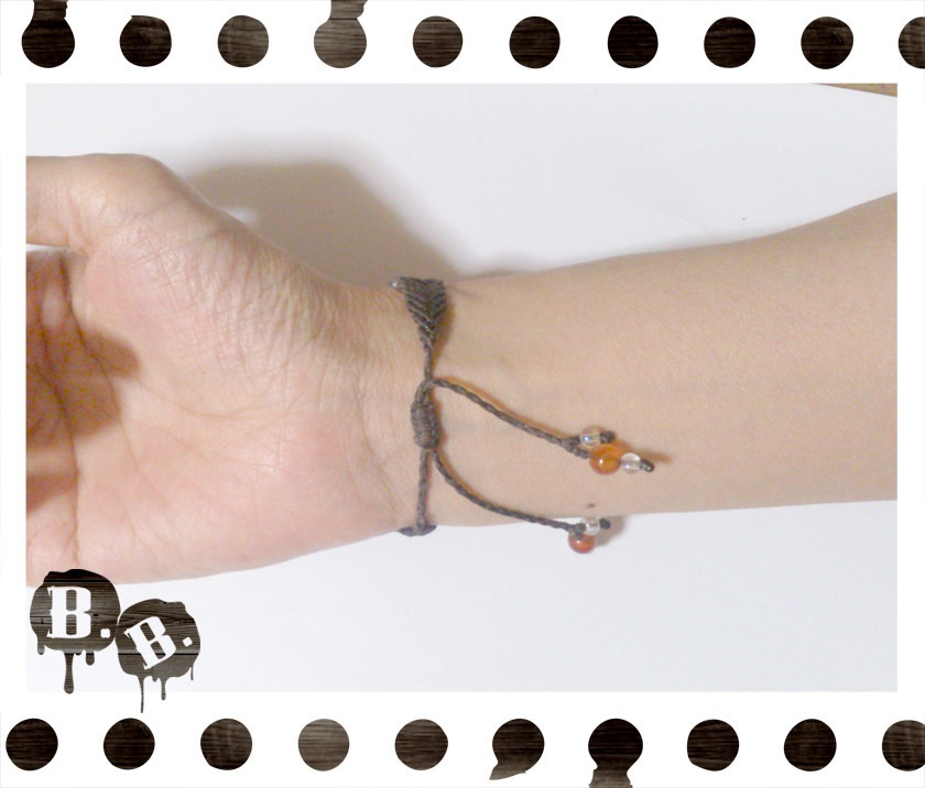 ブレスレット【ミックスアゲート】【ブラウンコード】【ハンドメイドアクセサリー】