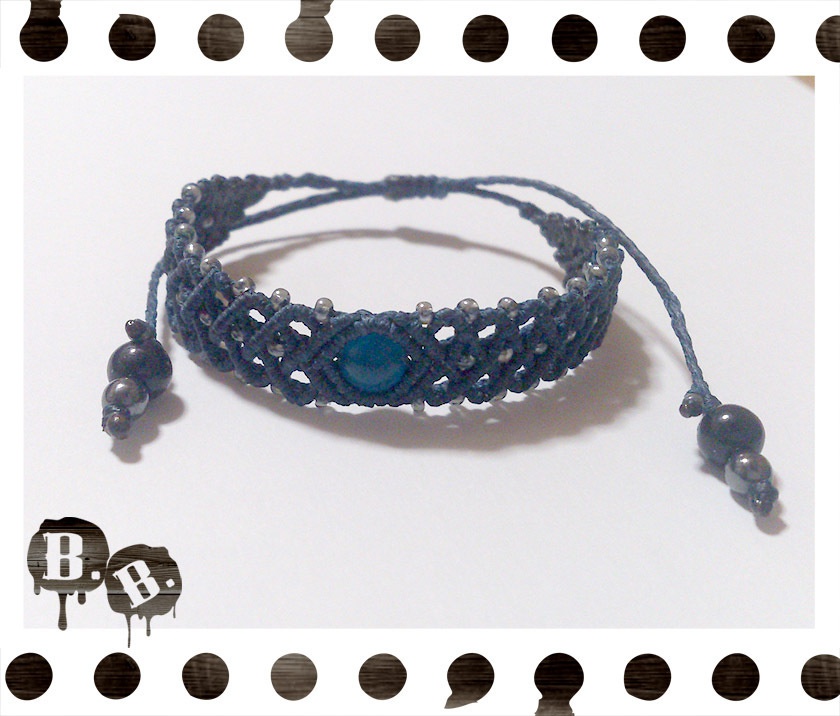 ブレスレット【アパタイト】【ダークネイビーコード】【ハンドメイドアクセサリー】