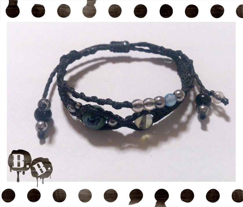 プラネットブレスレット【クリソコラ】【ブラックコード】【ハンドメイドアクセサリー】