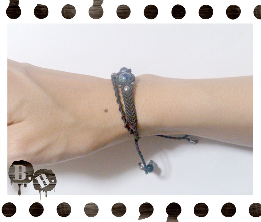 プラネットブレスレット【クリソコラ】【ブラックコード】【ハンドメイドアクセサリー】