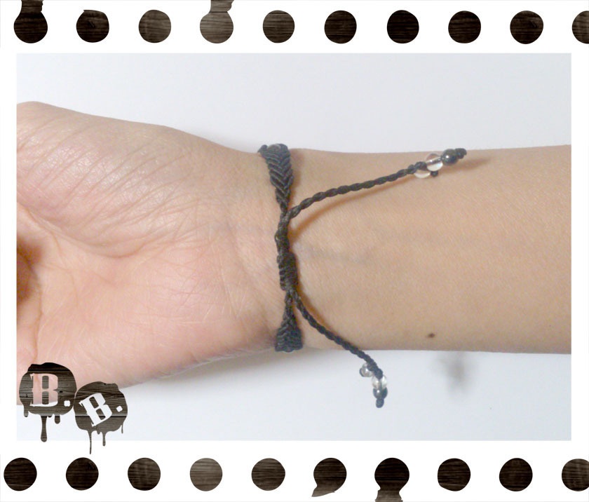 シンプルドロップブレスレット6mm【ミックスアゲートイエロー】【ブラックコード】【ハンドメイドアクセサリー】