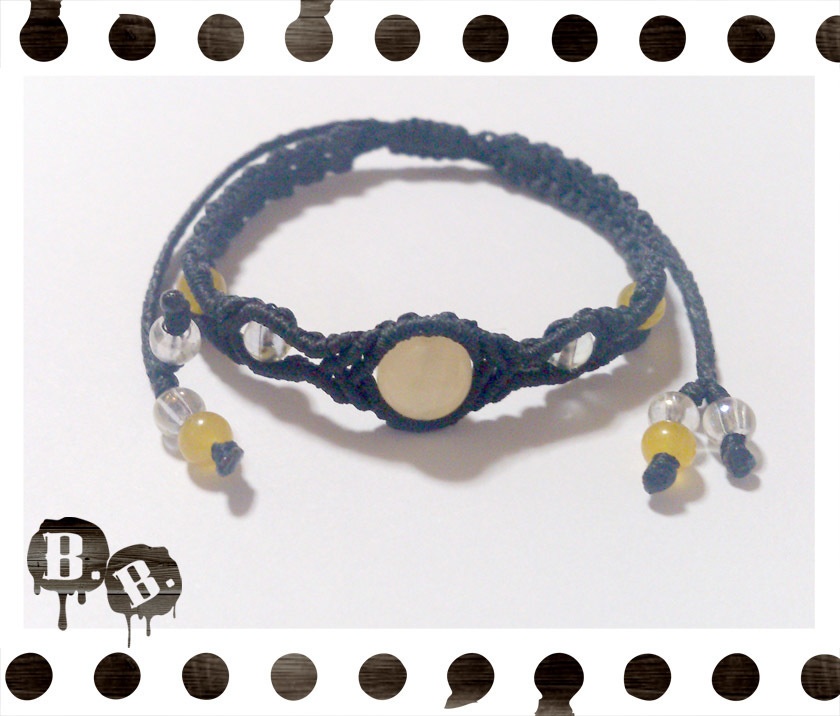 シンプルドロップブレスレット8mm【アラゴナイト】【ブラックコード】【ハンドメイドアクセサリー】