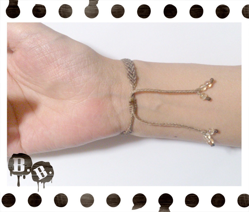 シンプルドロップブレスレット8mm【カーネリアンオーラ】【ライトブラウンコード】【ハンドメイドアクセサリー】