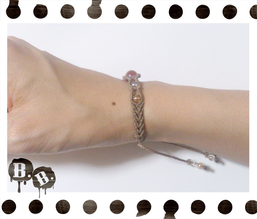 シンプルドロップブレスレット8mm【カーネリアンオーラ】【ライトブラウンコード】【ハンドメイドアクセサリー】