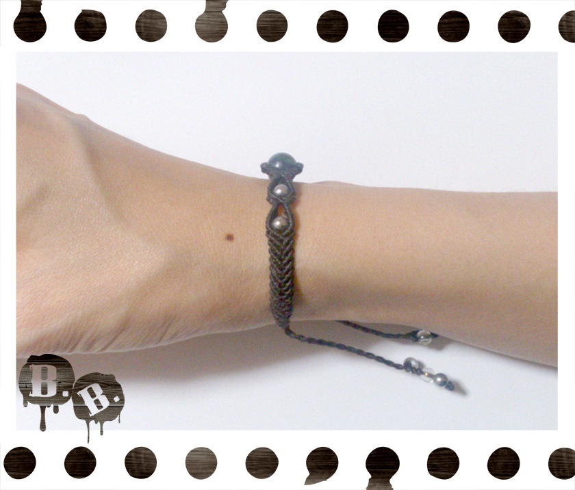 シンプルドロップブレスレット8mm【クリソコラ】【ダークブラウンコード】【ハンドメイドアクセサリー】