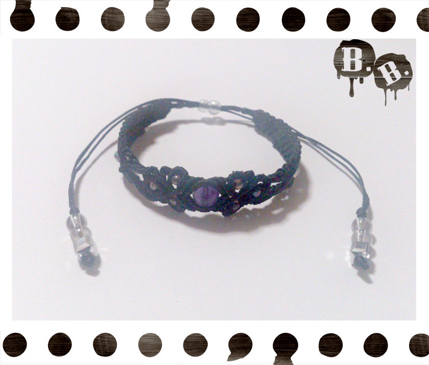 クラシカルブレスレット【アメジスト】【ブラックコード】【ハンドメイドアクセサリー】