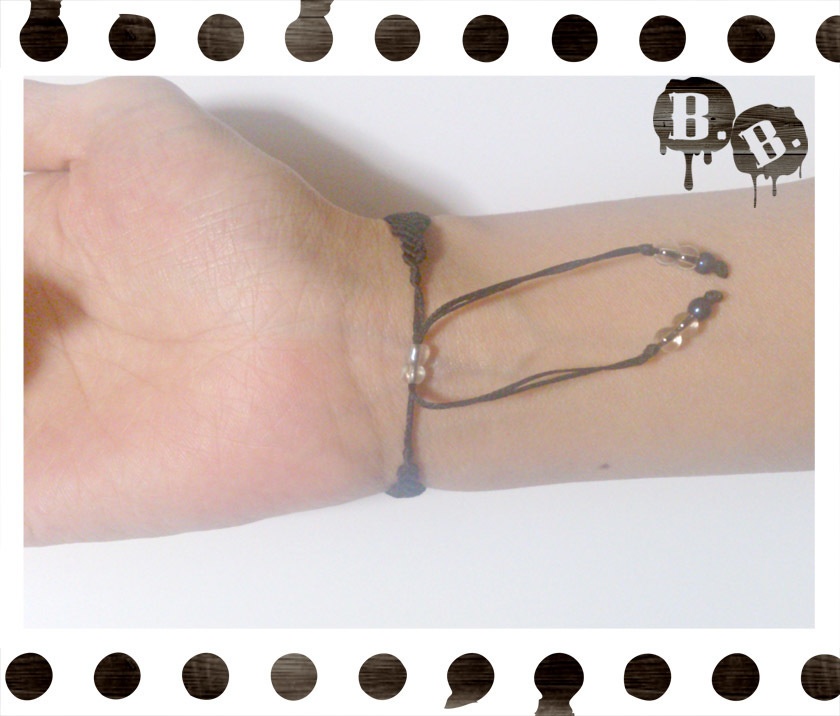 クラシカルブレスレット【ブルーアゲート】【ブラックコード】【ハンドメイドアクセサリー】