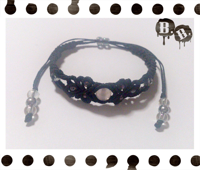 クラシカルブレスレット【ローズオーラ】【ブラックコード】【ハンドメイドアクセサリー】