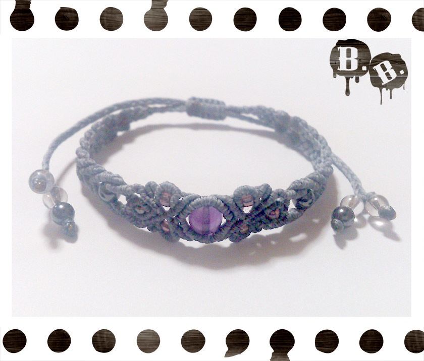 クラシカルブレスレット【アメジスト】【ブルーグレーコード】【ハンドメイドアクセサリー】