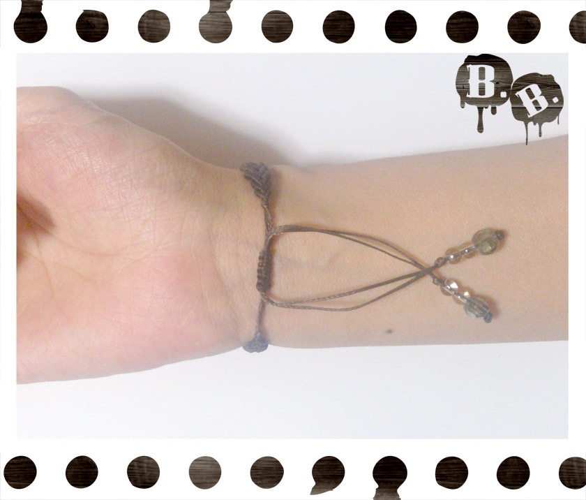 クラシカルブレスレット【ブルーレースアゲート】【ブラウンコード】【ハンドメイドアクセサリー】