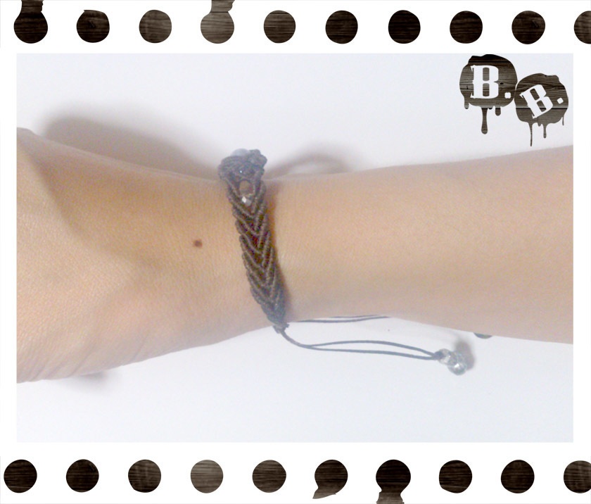 クラシカルブレスレット【ブルーレースアゲート】【ブラウンコード】【ハンドメイドアクセサリー】