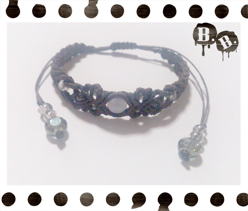 クラシカルブレスレット【ブルーレースアゲート】【ブラウンコード】【ハンドメイドアクセサリー】