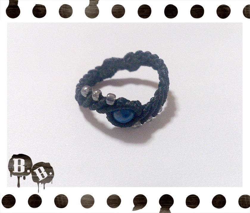 ウェーブリング【ミックスジェイド/ラピスラズリ/ムーンストーン/ペリドット】【ブラックコード】【ハンドメイドアクセサリー】