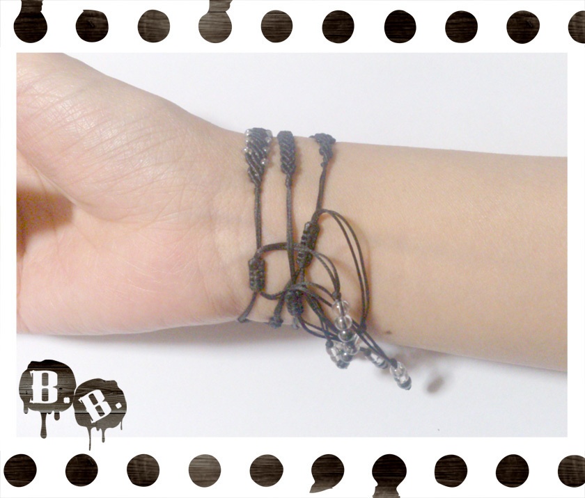 三連ブレスレットセット【アズライト】【ブラックコード】【ハンドメイドアクセサリー】