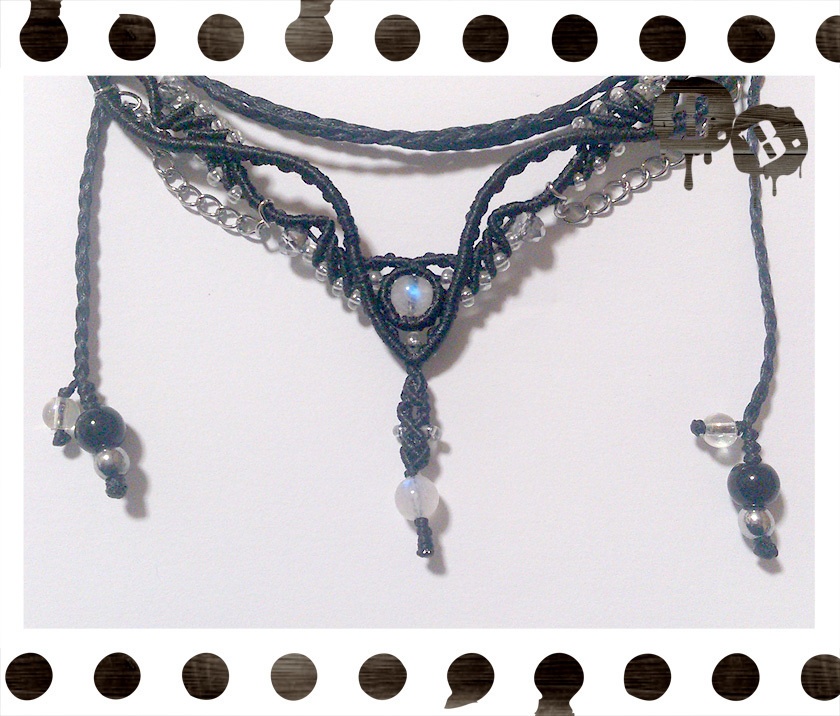 ネックレス【ブルームーンストーン】【ブラックコード】【ハンドメイドアクセサリー】