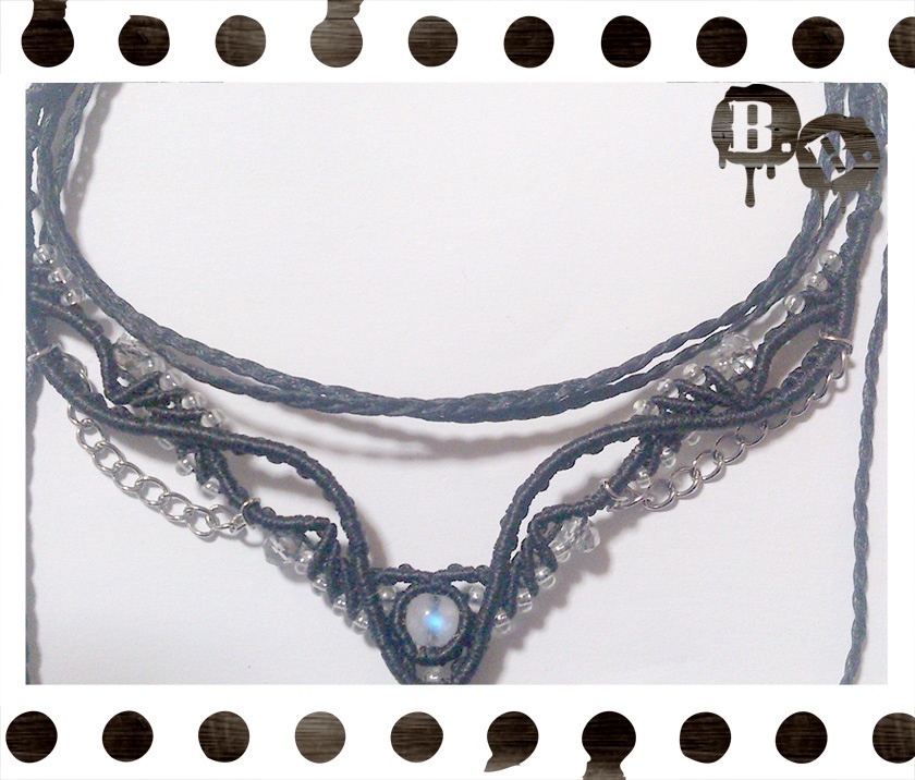 ネックレス【ブルームーンストーン】【ブラックコード】【ハンドメイドアクセサリー】