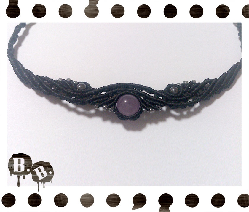 ダブルウェーブクラウンネックレス【ラベンダーアメジスト】【ブラックコード】【ハンドメイドアクセサリー】